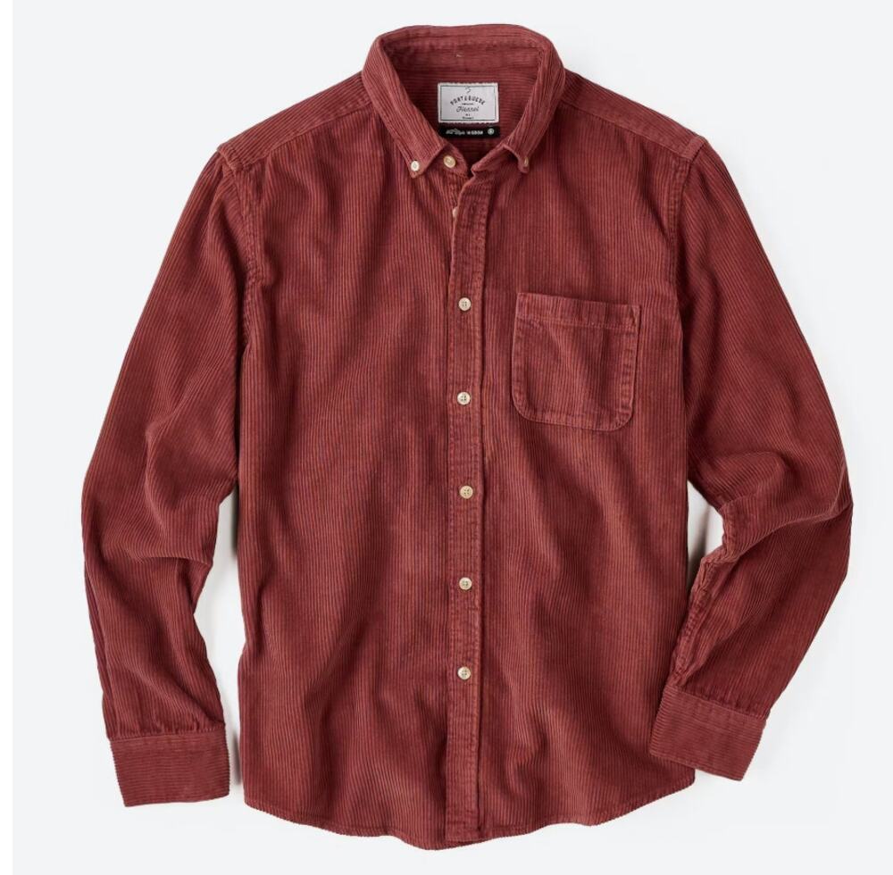 Huckberry Portuguese Flannel Lobo Corduroy Shirt Bordeaux Pioneer Style XXL